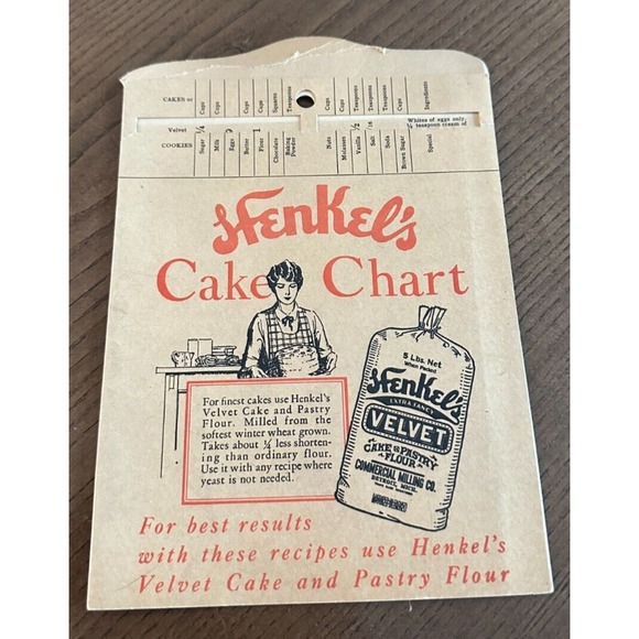 Henkel's Other - Henkel's Cake Chart Instructions ca. 1930s Vintage Baking Ephemera‎